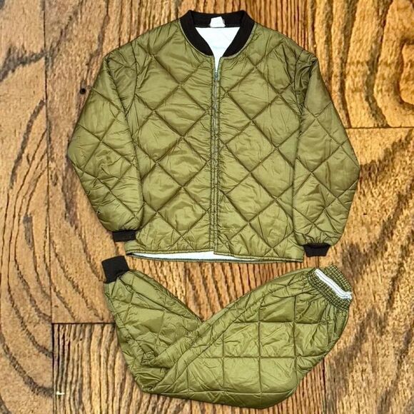 Vintage 50’s Quilted Hunting Bomber Jacket And Matching Pants Set - Picture 1 of 5